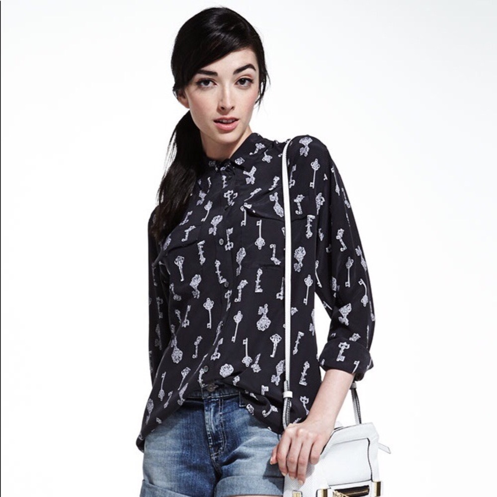 Equipment Key Print Black Blouse